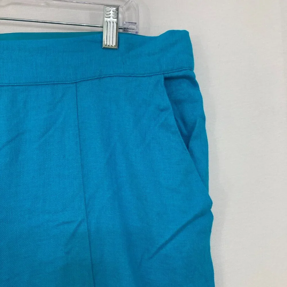 New DG2 by Diane Gilman size 1X Blue Wide Leg Linen Blend Soft Pull-on Pants‎